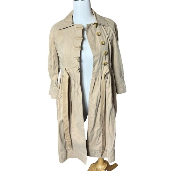 Diane Von Furstenberg Women’s Tan Tie Waist Trench Coat Size 2 - Picture 4 of 13